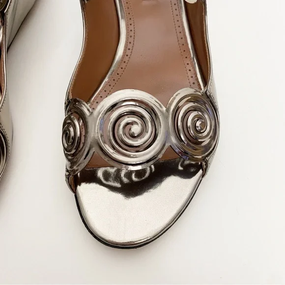 Alaia Rhodium Flat Sandals Gladiator Zip Up Metallic - Picture 5 of 10